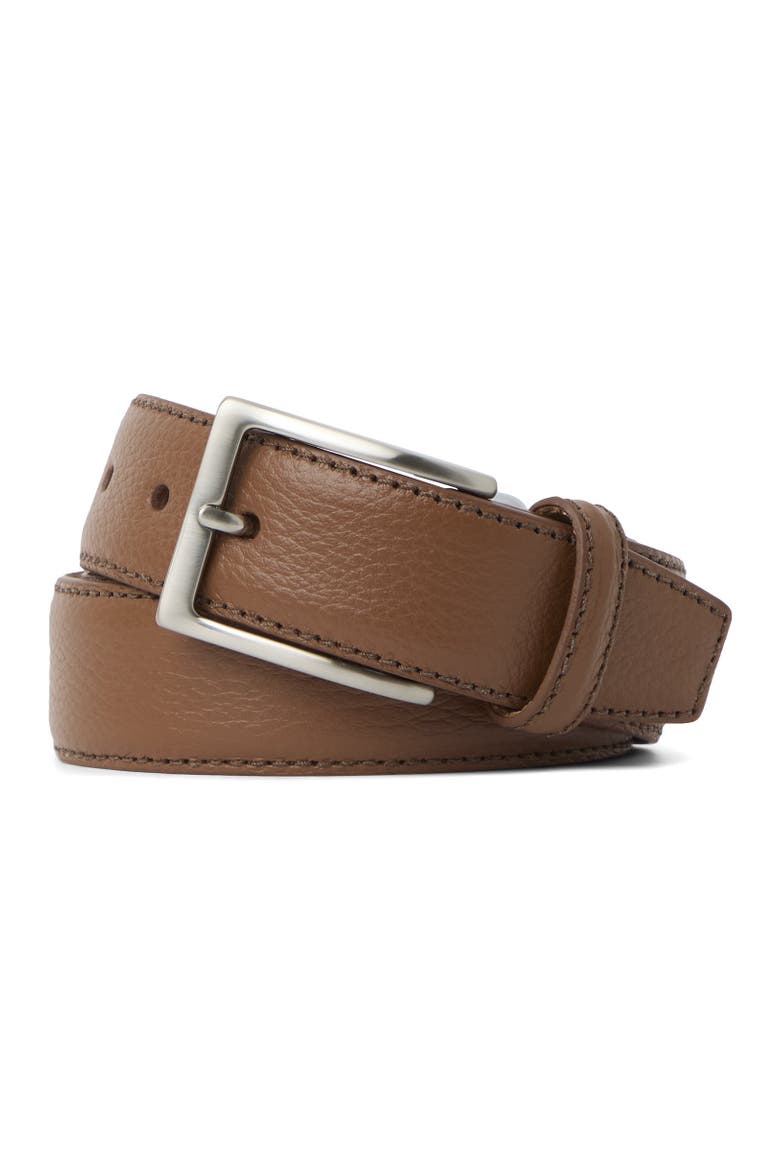 Solid Pebbled Leather w/ Contrast Stitch, Alternate, color, Cognac w/ Chocolate
