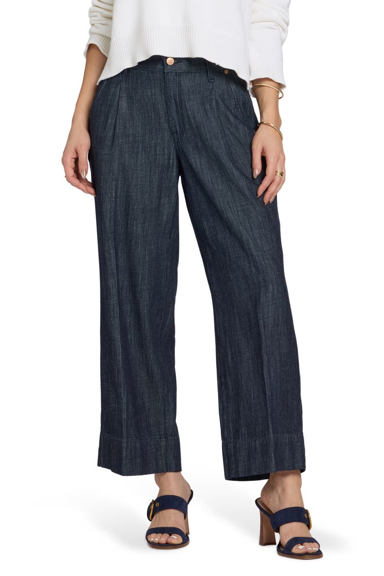Teresa Pleated High Waist Wide Leg Ankle Jeans, Main, color, DARK INDIGO