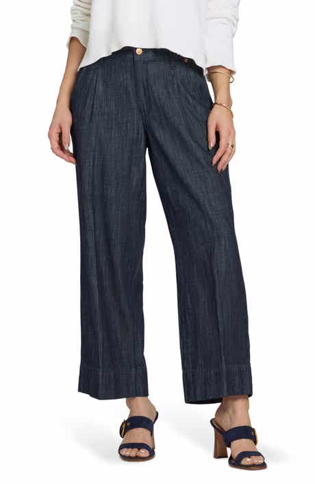 Teresa Pleated High Waist Wide Leg Ankle Jeans
