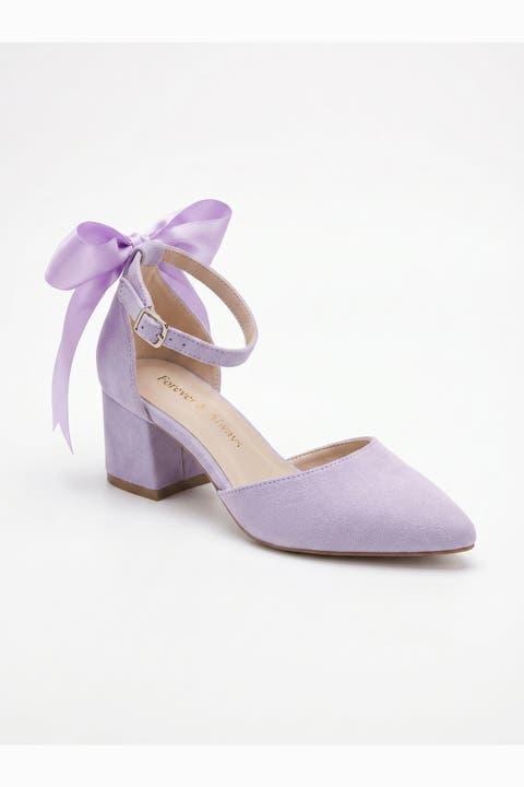 Arielle Bow Ankle Strap Block Heel Pump