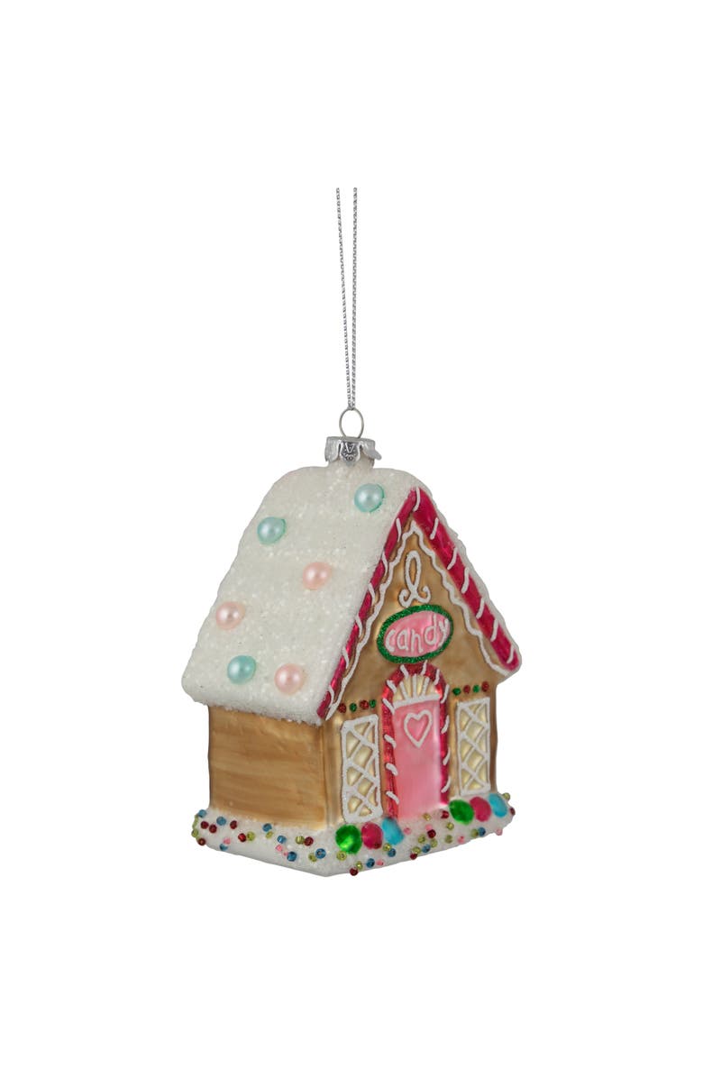 Northlight 4.5" Glittered Gingerbread House Glass Christmas Ornament, Alternate, color, 