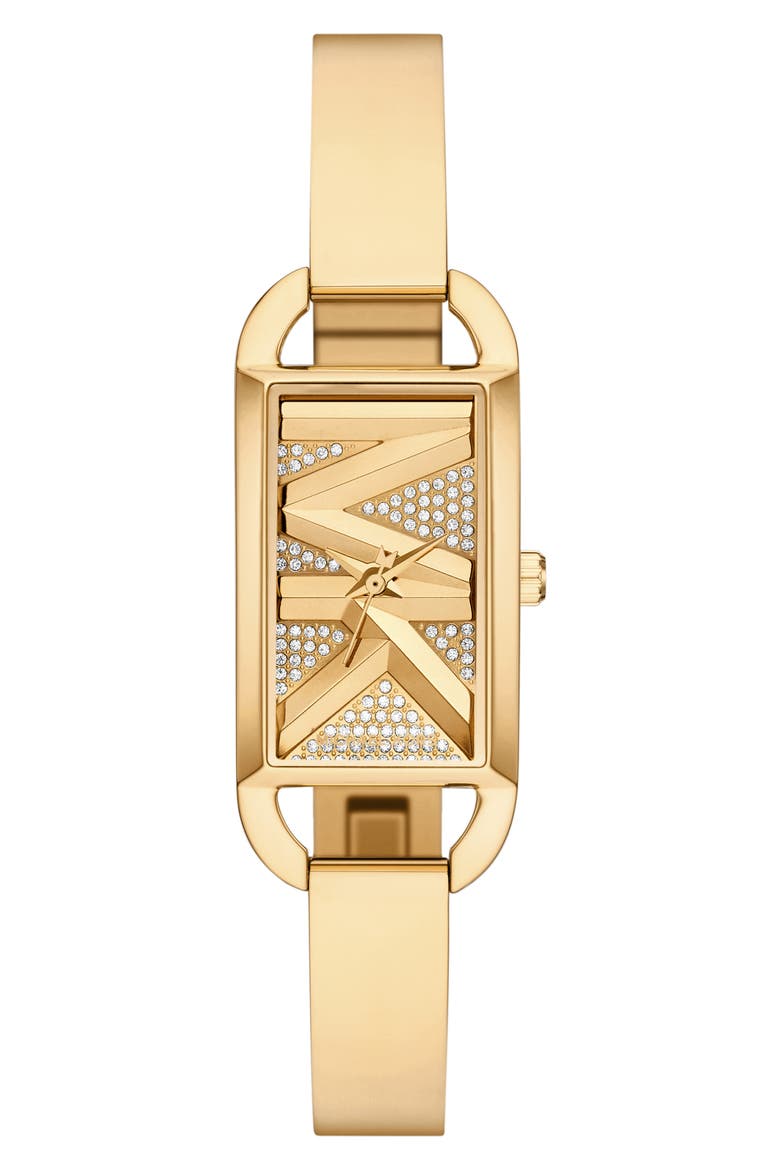 MK Empire Pavé Logo Bangle Watch, 20mm, Main, color, GOLD