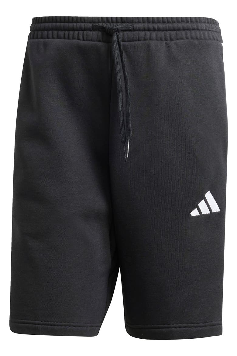 Essentials 3-Stripes Fleece Shorts, Alternate, color, BLACK/WHIT