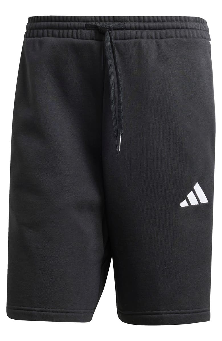 adidas Essentials 3-Stripes Fleece Shorts, Alternate, color, Black/ White