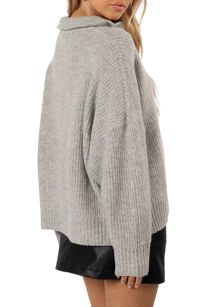 Petal & Pup Miranda Half Zip Rib Sweater, Alternate, color, Grey