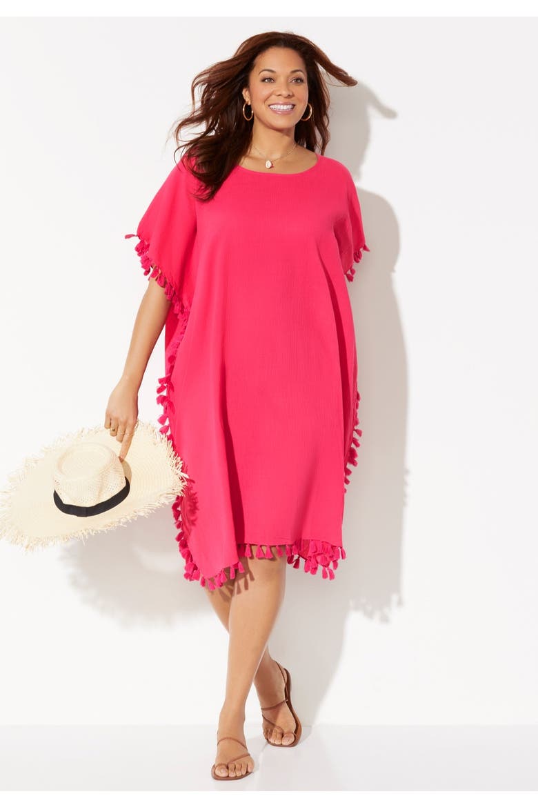 Everly Cotton Gauze Cover Up Tunic, Alternate, color, Pink