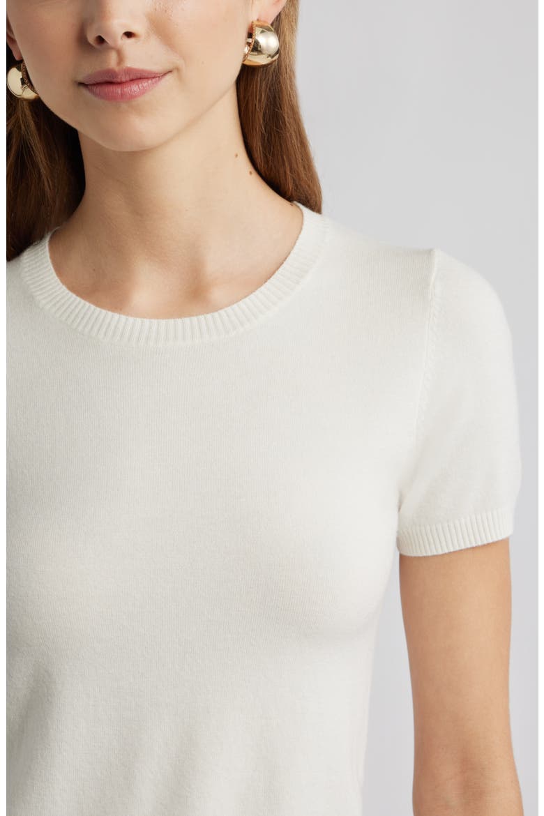 Fitted Short Sleeve Sweater, Alternate, color, IVORY