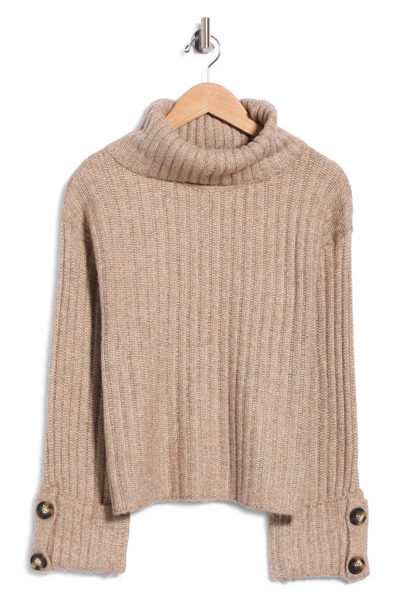 Chunky Rib Turtleneck Sweater, Main, color, CAMEL HEATHER