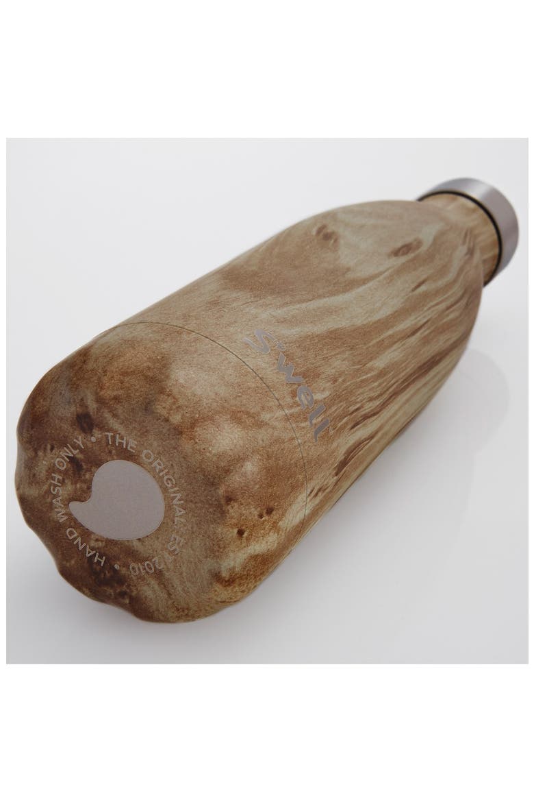 'Blonde Wood' Stainless Steel Water Bottle, Alternate, color, BROWN