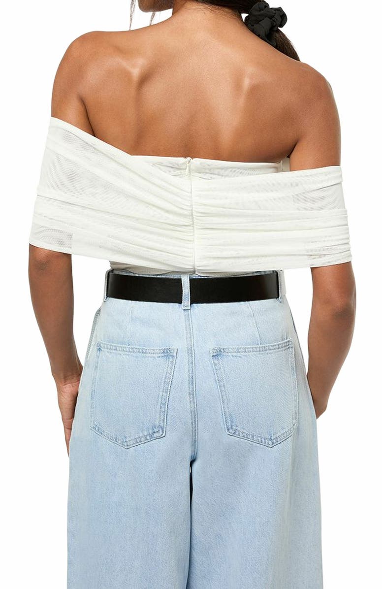 WeWoreWhat Ruched Off Shoulder Bodysuit, Alternate, color, Ivory