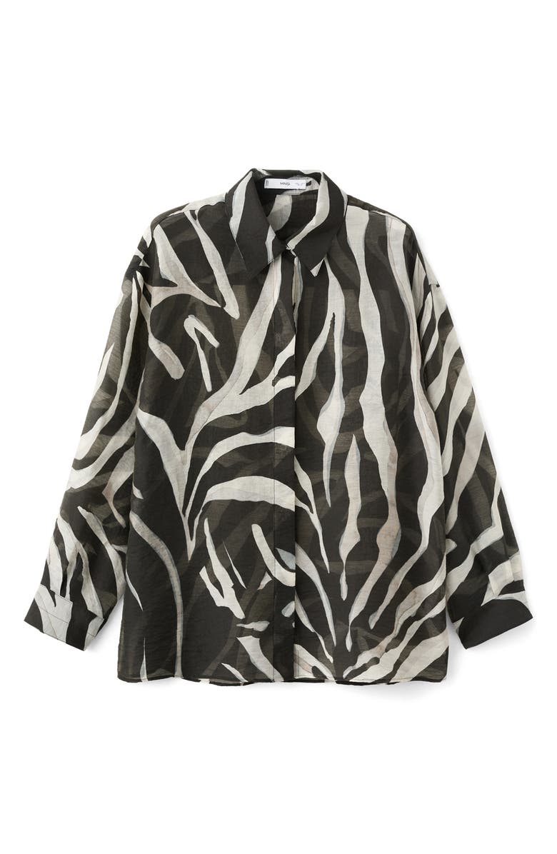 MANGO Print Shirt, Alternate, color, Black