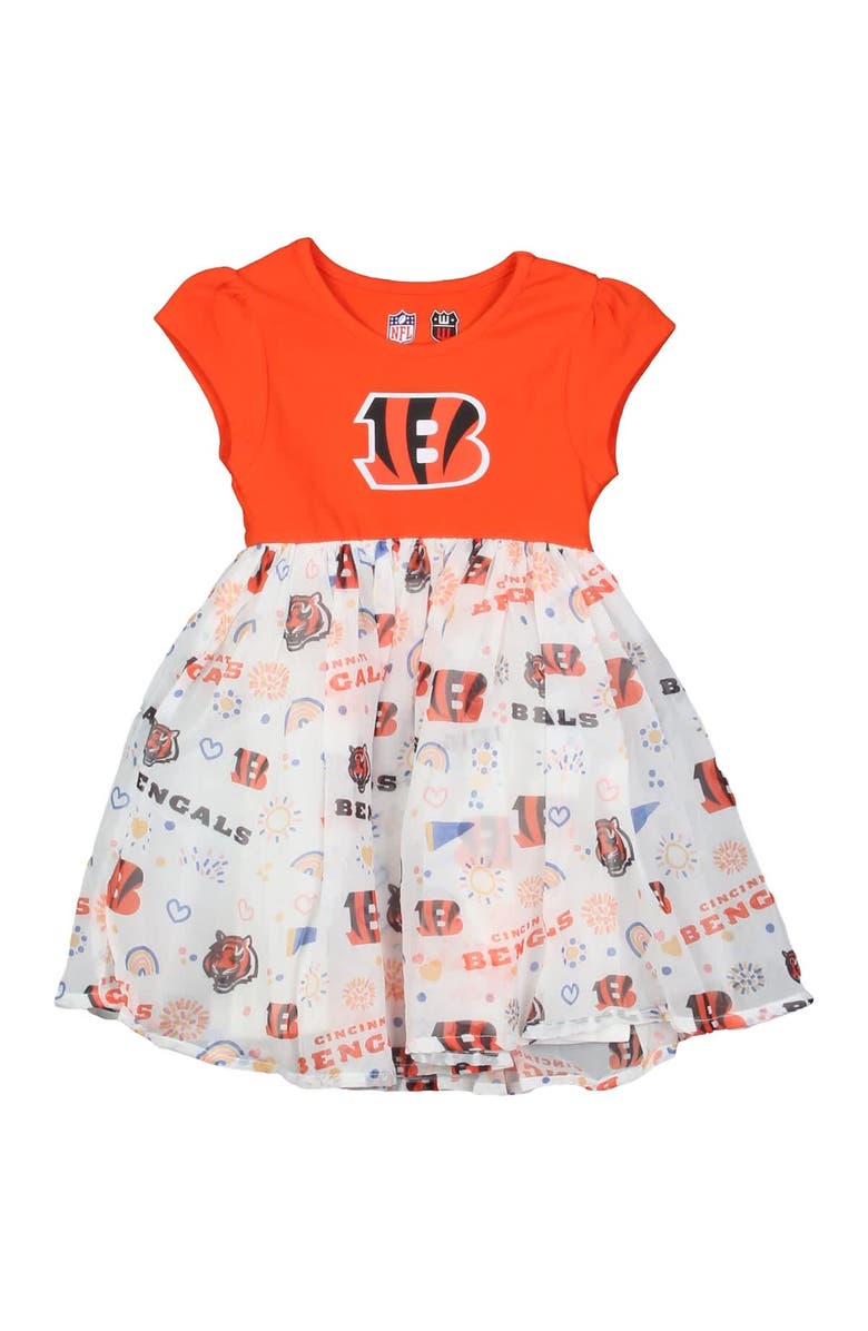 Wes & Willy Girls Toddler Wes & Willy Orange Cincinnati Bengals Princess Dress, Alternate, color,