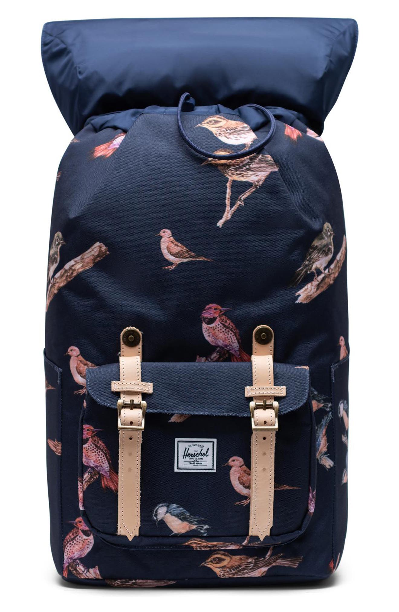 Little America Backpack, Alternate, color, PEACOAT BIRDS