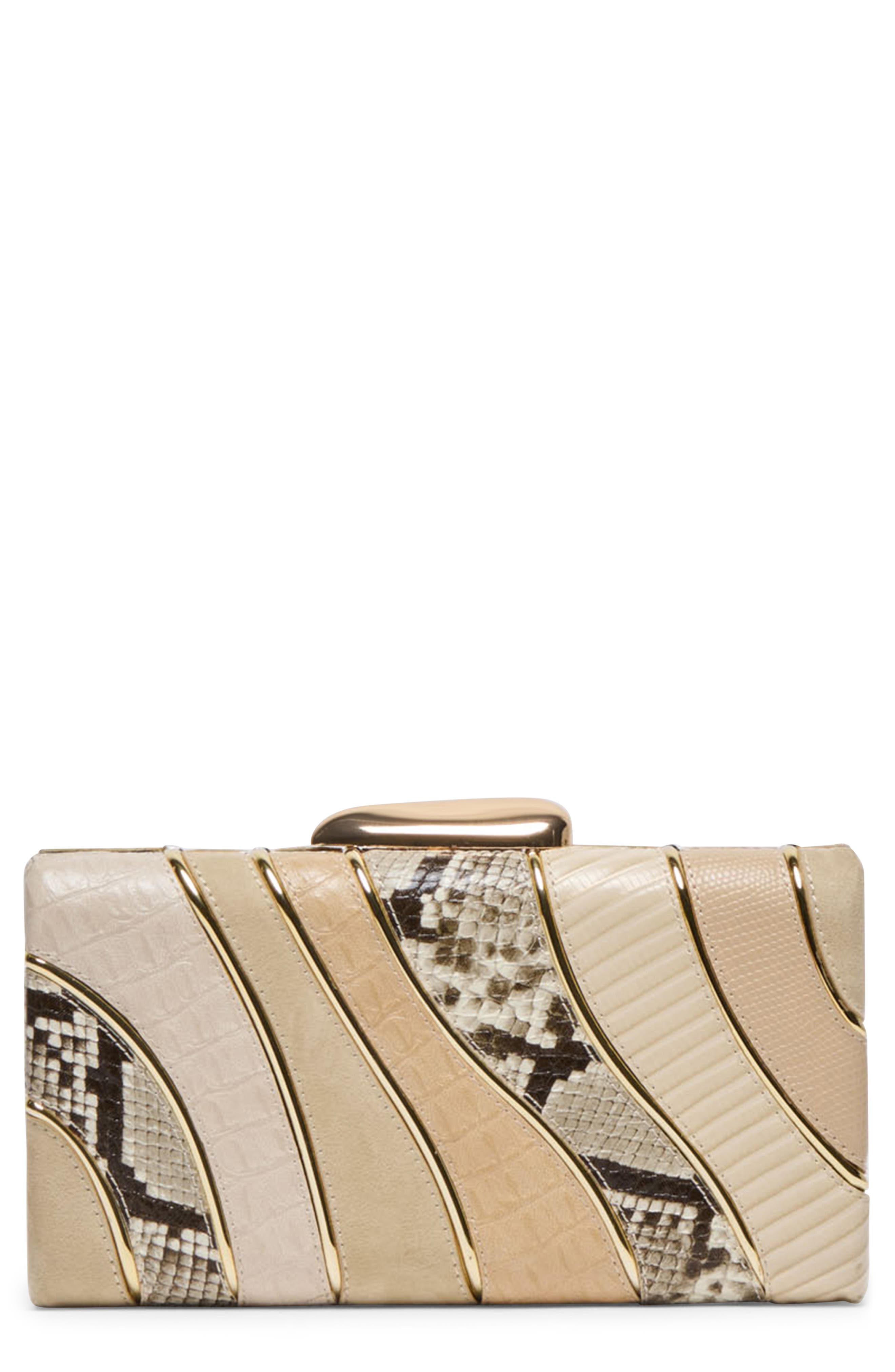Dolce Vita Multi Panel Frame Clutch, Main, color, Natural