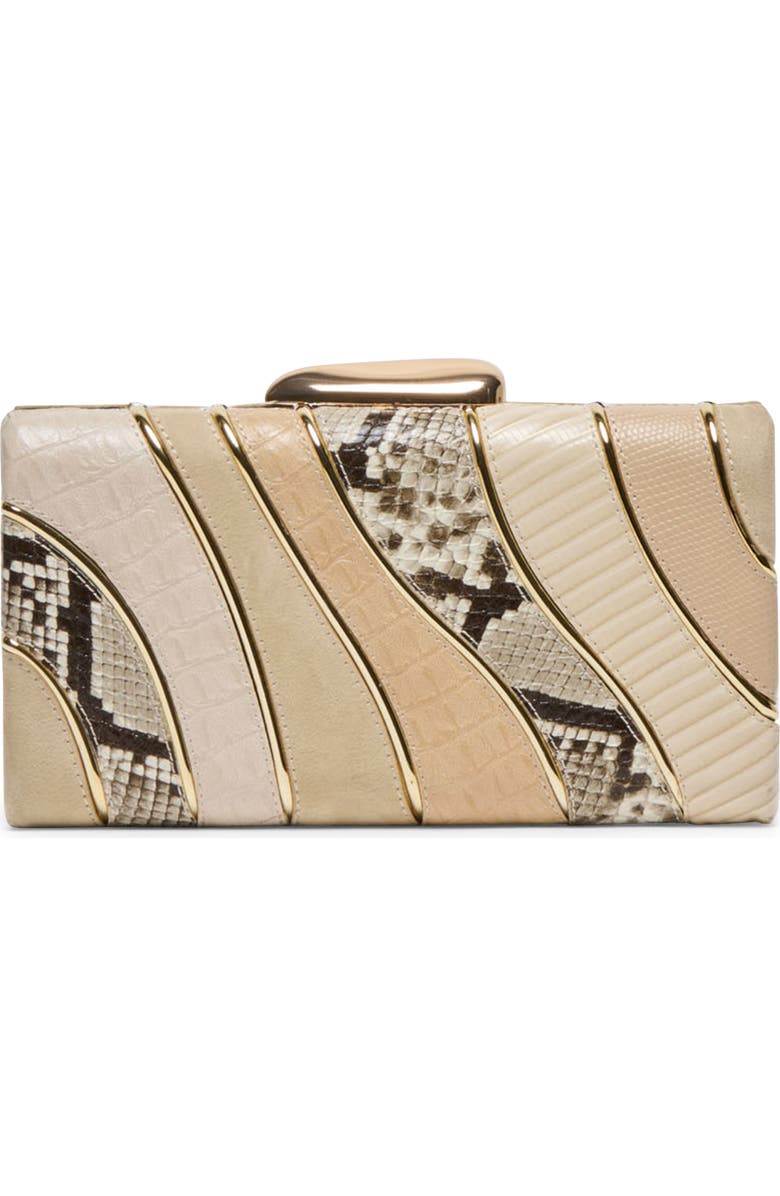 Dolce Vita Multi Panel Frame Clutch, Main, color, Natural