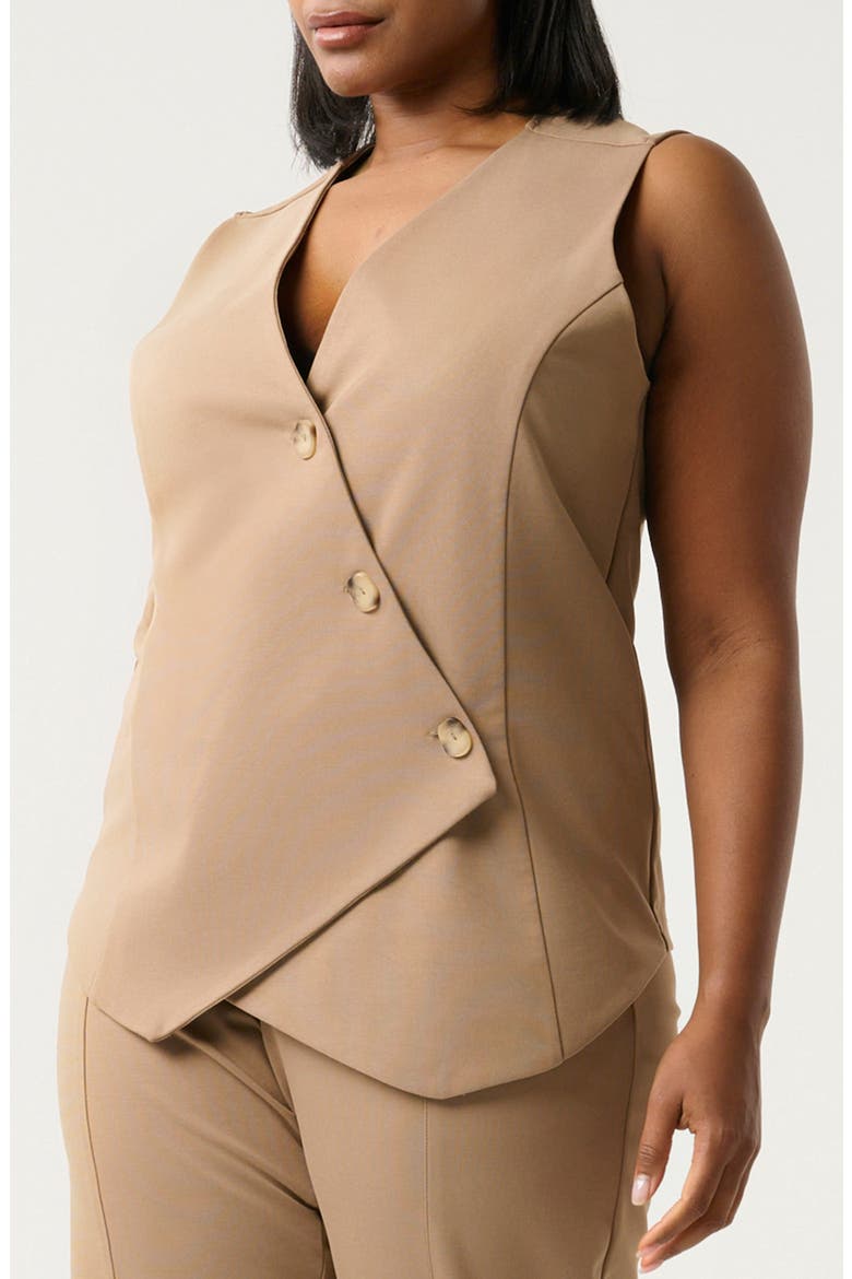 Mahina Asymmetric Sleeveless Top, Alternate, color, MUSHROOM