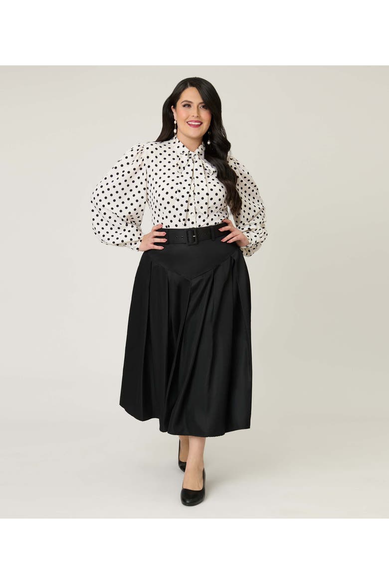 Plus Size Pleated Midi Skirt, Main, color, Solid Black