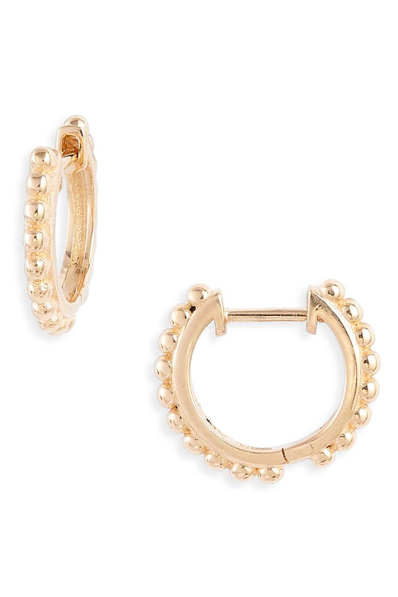 Dew Drop Huggie Hoop Earrings, Main, color, GOLD