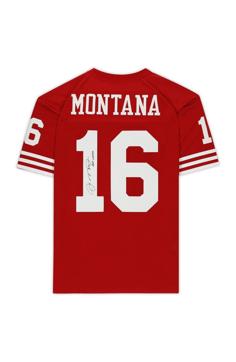 FANATICS AUTHENTIC Joe Montana San Francisco 49ers Autographed Mitchell & Ness Red Authentic Jersey with ''HOF 2000'' Inscription, Alternate, color, 
