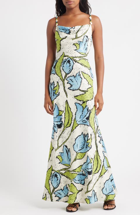 Cowl Neck Floral Print Dress