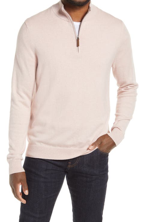 Half Zip Cotton & Cashmere Pullover Sweater (Regular & Tall)