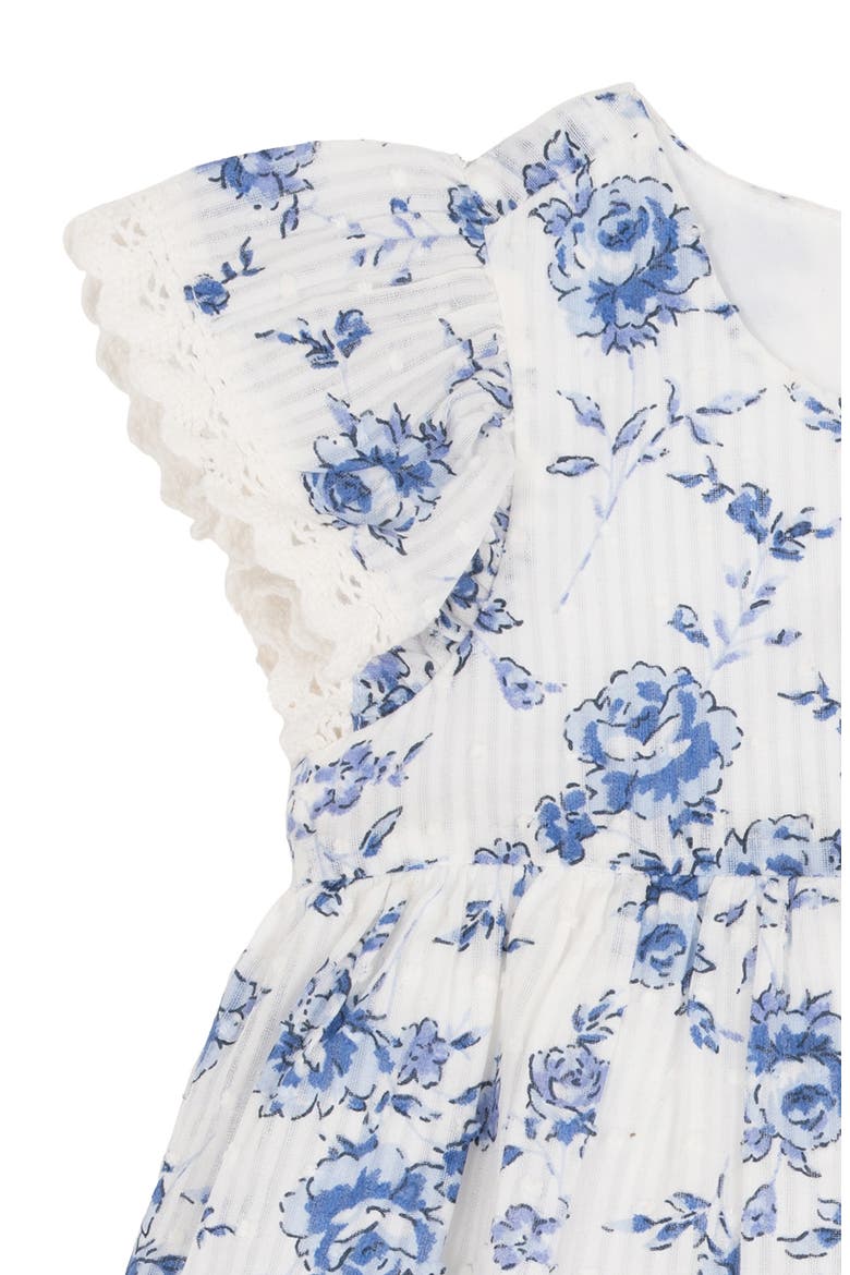 Floral Toile Dress, Bloomers & Headband Set, Alternate, color, BLUE