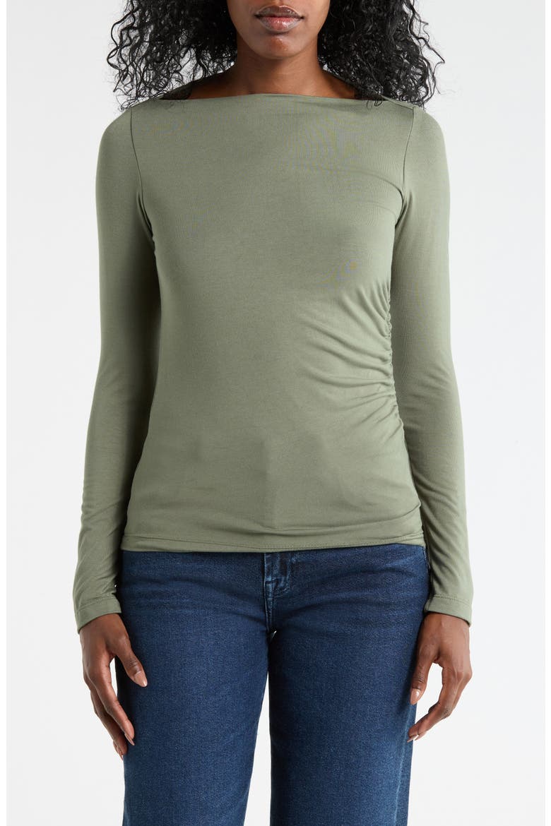Boat Neck Knit Top, Main, color, OLIVE