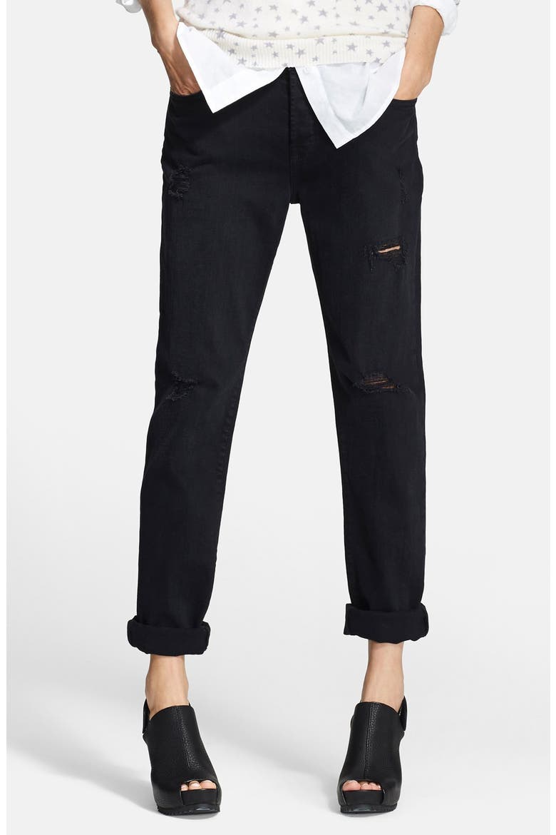 'The Traveler' Boyfriend Jeans, Main, color, BLACK DESTROY