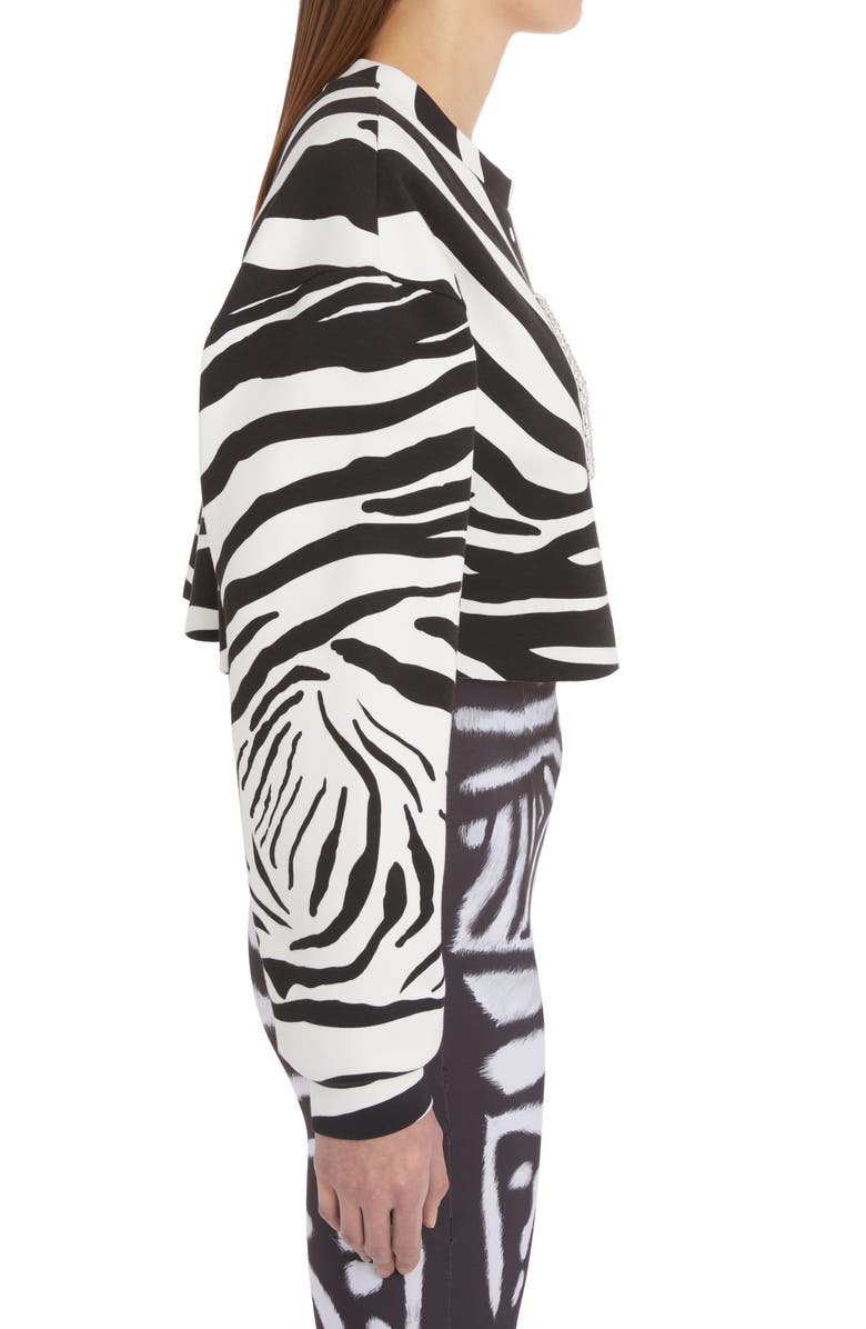 Dolce&Gabbana Zebra Print Crop Cotton Logo Sweatshirt, Alternate, color,