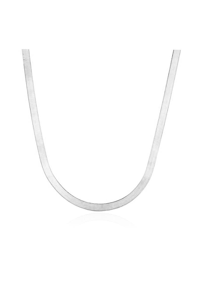 Mini Herringbone Necklace, Main, color, White Gold