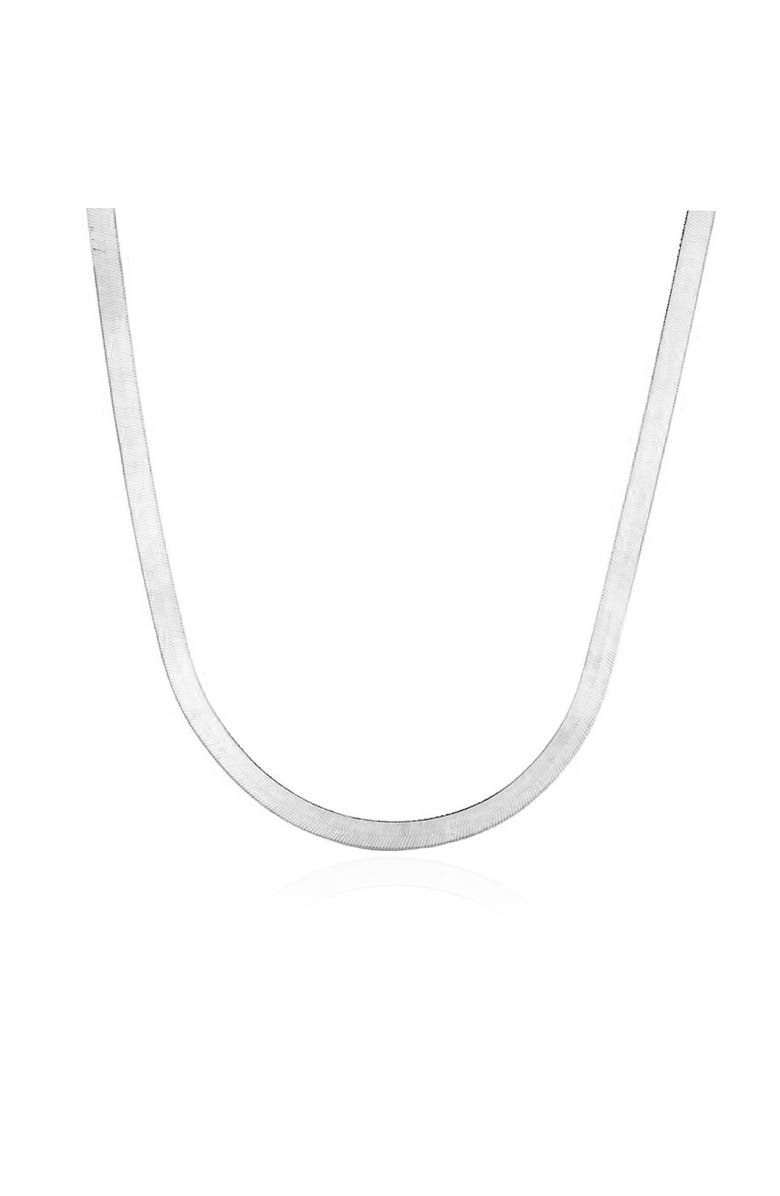 The Lovery Fine Jewelry Mini Herringbone Necklace, Main, color, White Gold