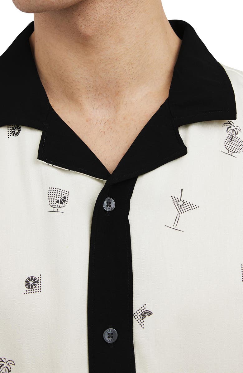 Ben Sherman Cocktail Print Camp Shirt, Alternate, color, Snow White