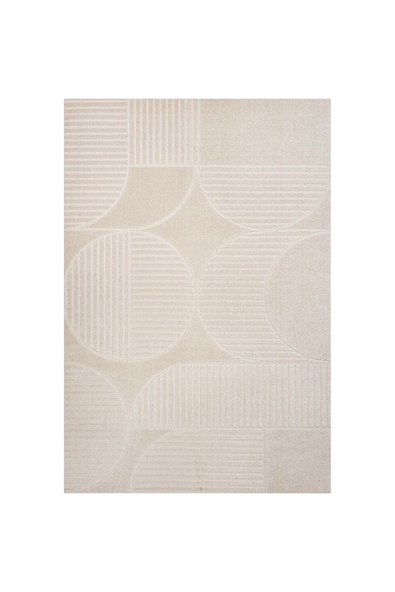 Nordby High-Low Geometric Arch Scandi Striped Indoor/Outdoor Area Rug, Main, color, Ivory/Cream