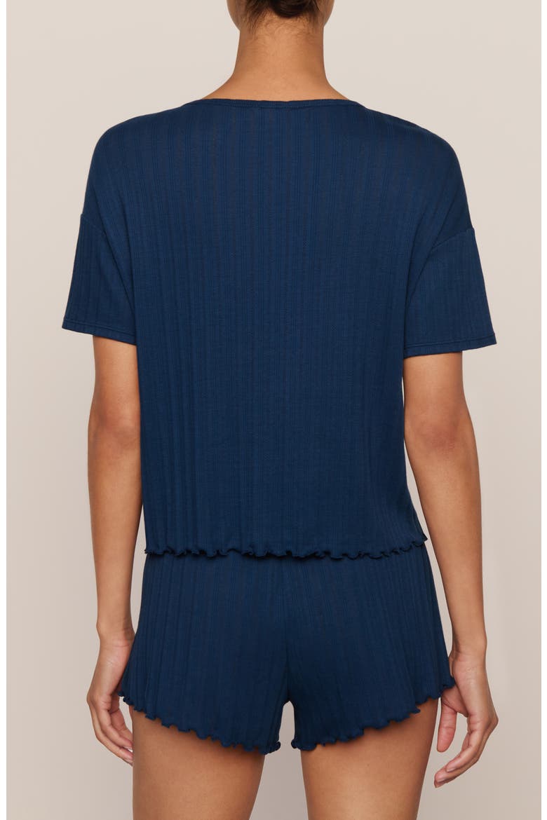 Pointelle Rib Pajama Top, Alternate, color, NAVY