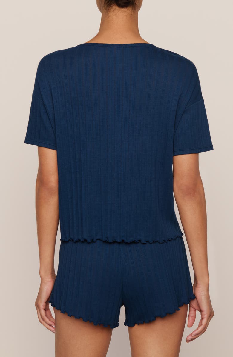 Eberjey Pointelle Rib Pajama Top, Alternate, color, Navy
