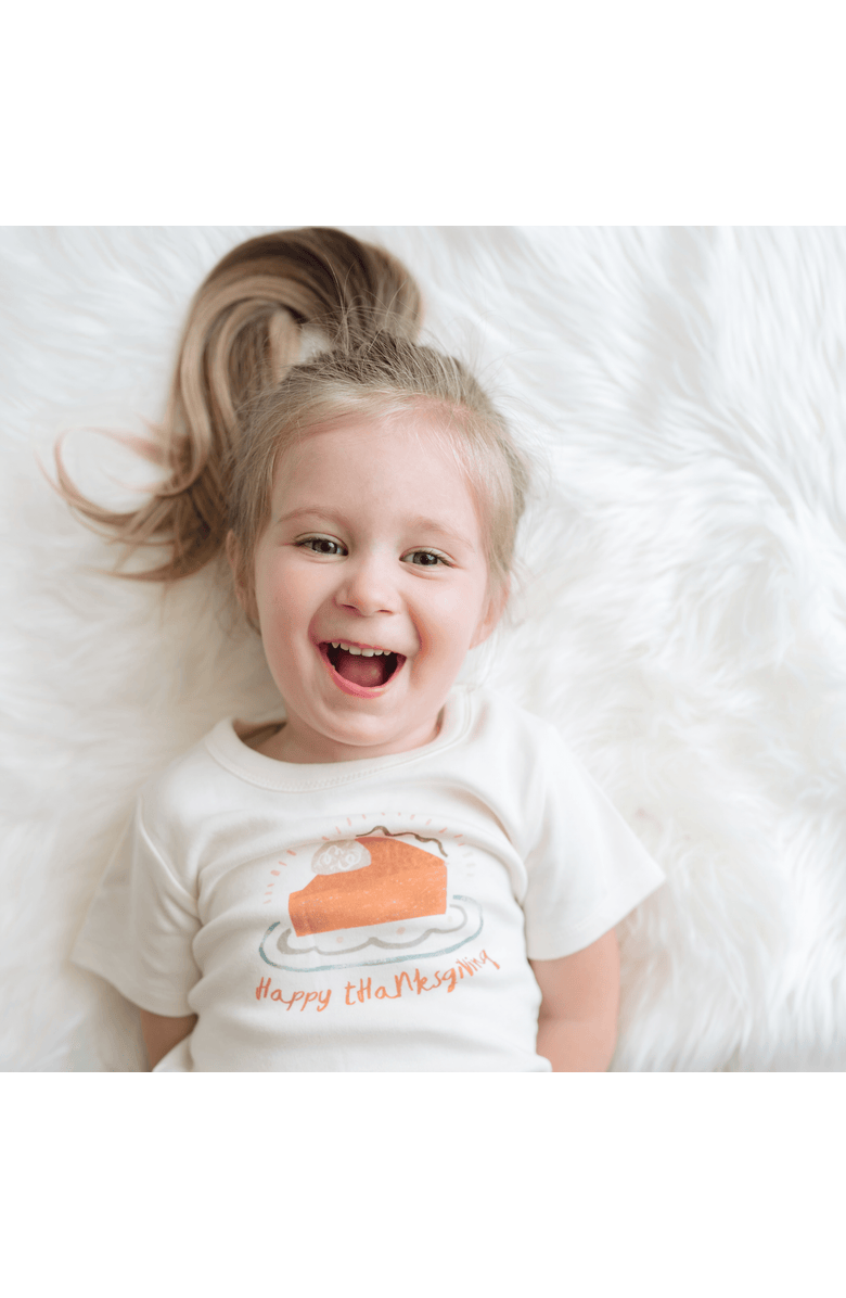 Finn + Emma Organic Graphic Tee | Thanksgiving Pie, Alternate, color, Off White