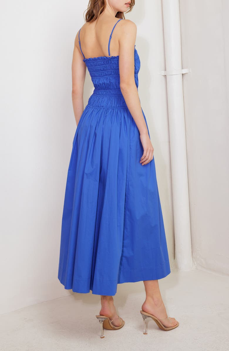 FREEMARKET Shirred Cotton Maxi Sundress, Alternate, color, Cobalt Blue