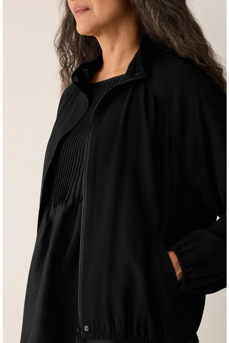 Stand Collar Silk Jacket, Alternate, color, BLACK