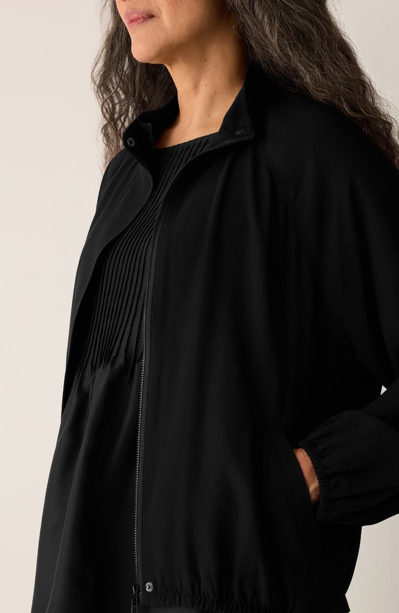 Eileen Fisher Stand Collar Silk Jacket, Alternate, color, Black