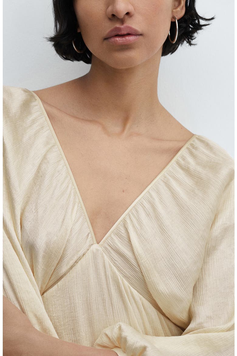 Deep V-Neck Satin Midi Dress, Alternate, color, LIGHT BEIGE
