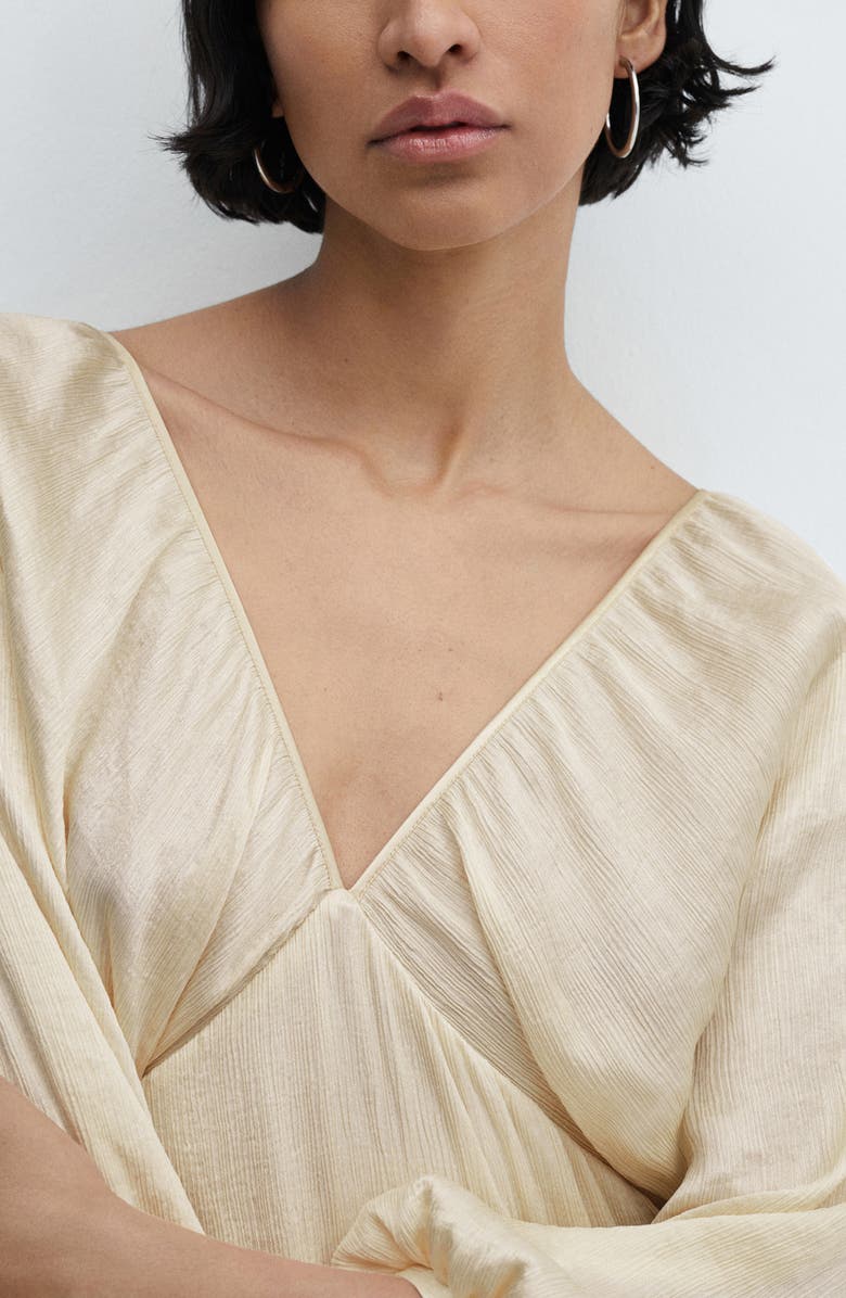 MANGO Deep V-Neck Satin Midi Dress, Alternate, color, 