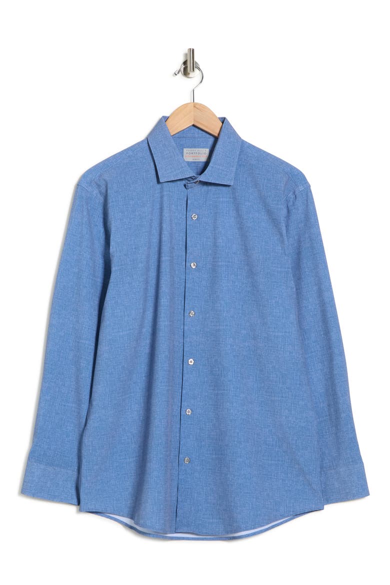 Slim Fit Performance Tech Button Front Shirt, Alternate, color, NAVY