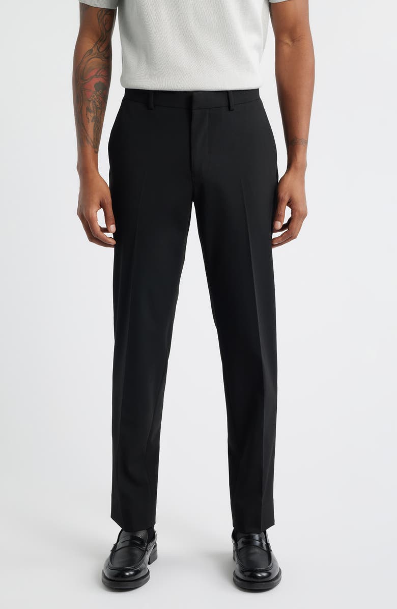 Open Edit Slim Fit Solid Flat Front Stretch Suit Pants, Main, color, Black
