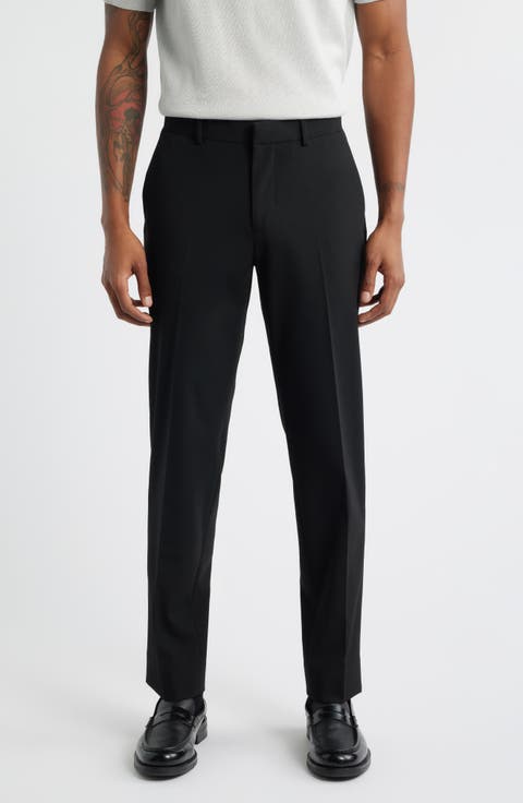 Slim Fit Solid Flat Front Stretch Suit Pants