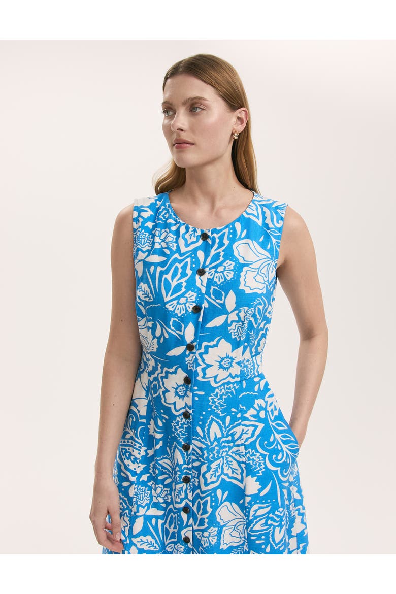 Aimee Floral Midi Dress, Alternate, color, Blue Flower