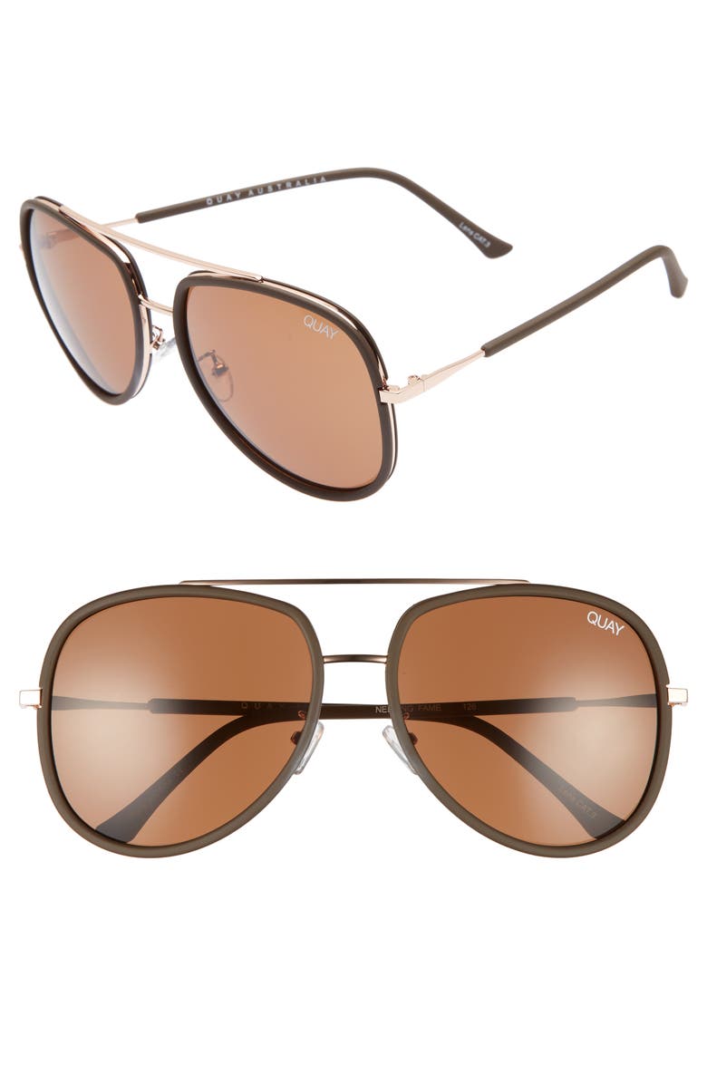 QUAY Australia 'Needing Fame' 65mm Aviator Sunglasses, Main, color,