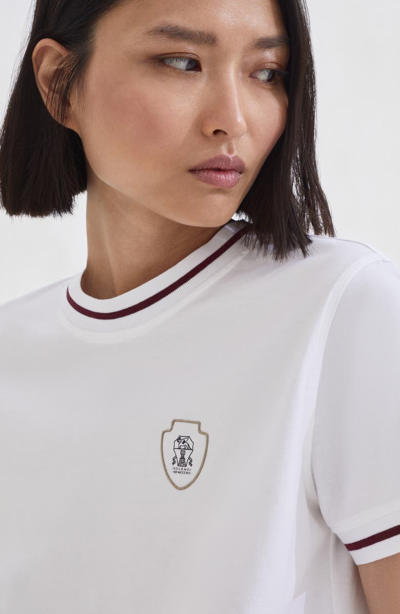Brunello Cucinelli Jersey T-shirt with logo, Alternate, color, White