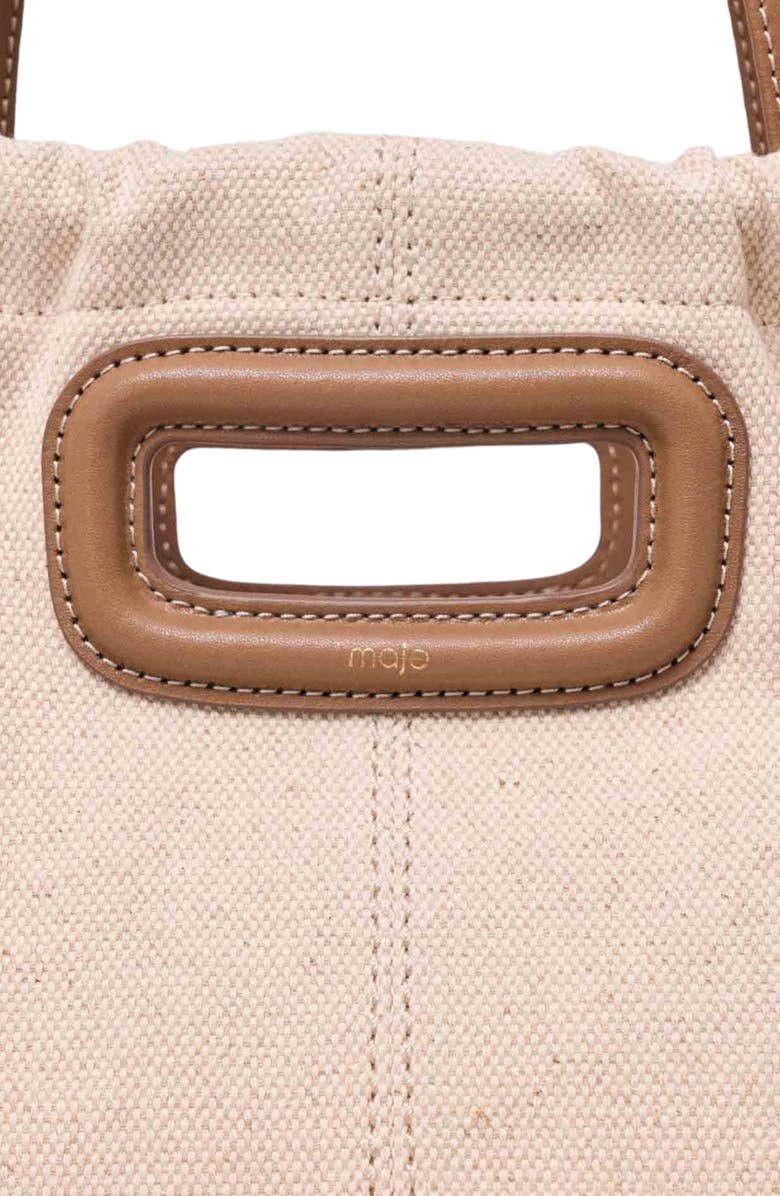 maje Milpli canvas and leather tote bag, Alternate, color, Moka/White