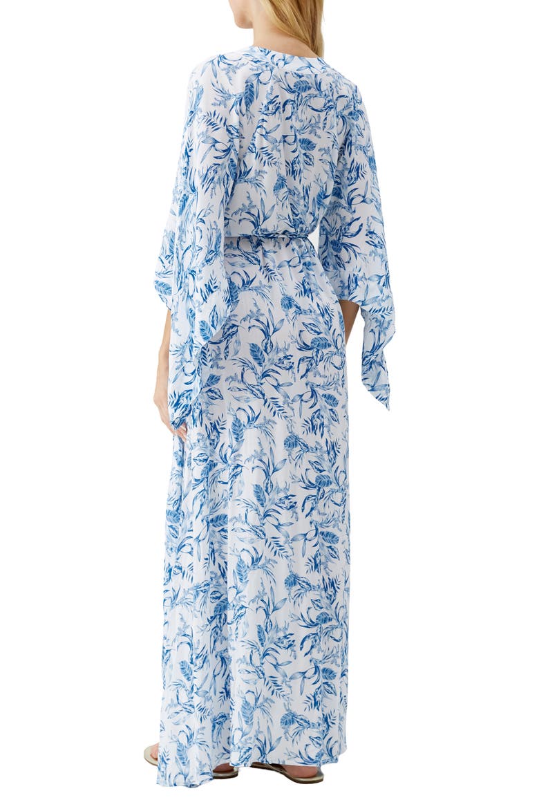 Edith Floral Maxi Cover-Up Dress, Alternate, color, BLUE LEAF