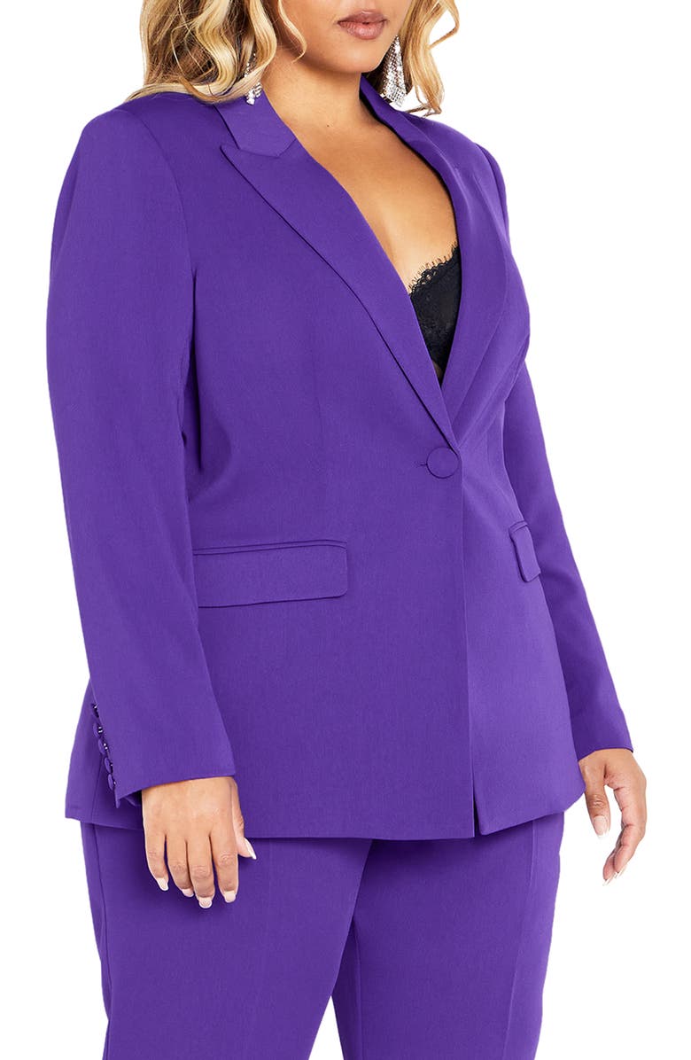 City Chic Lottie One-Button Blazer, Alternate, color, 